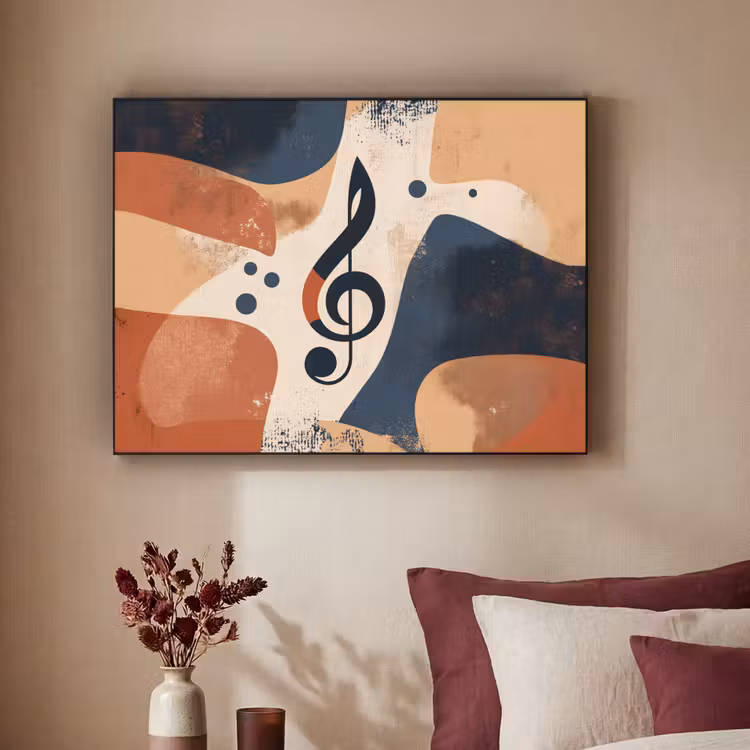 Sleutel - G - Abstract - Beige Textielframe - compleet frame klein -sfeer1