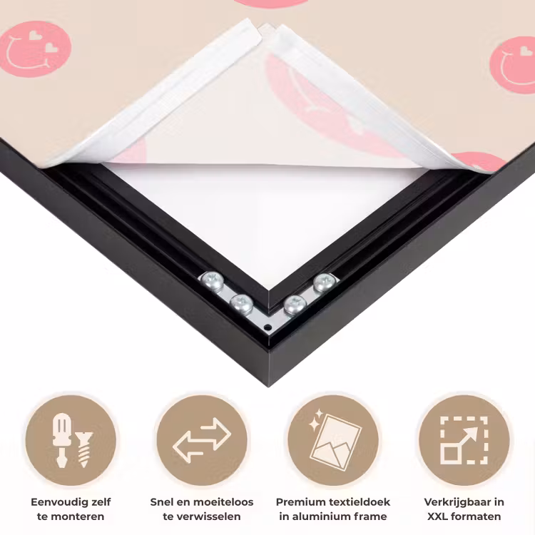 Smiley - Hart - Ogen - Patroon Textielframe zwart klein 947 -USP_closeupNL