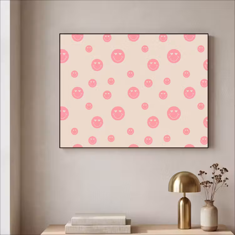Smiley - Hart - Ogen - Patroon Textielframe zwart klein 947 -sfeer2