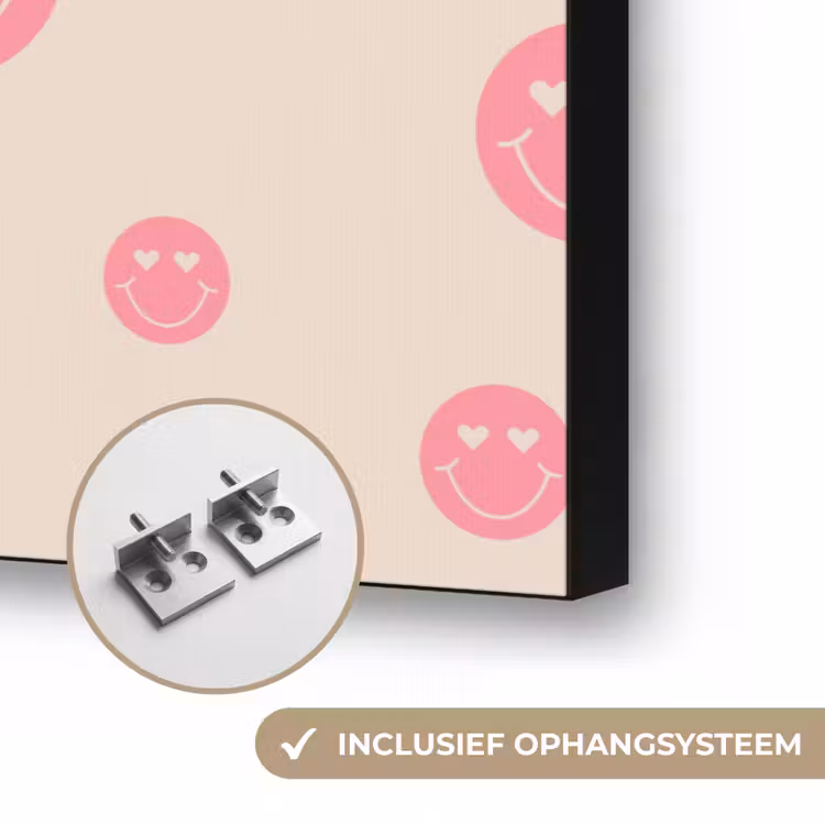 Smiley - Hart - Ogen - Patroon Textielframe zwart klein 947 -USP_ophangsysteemNL