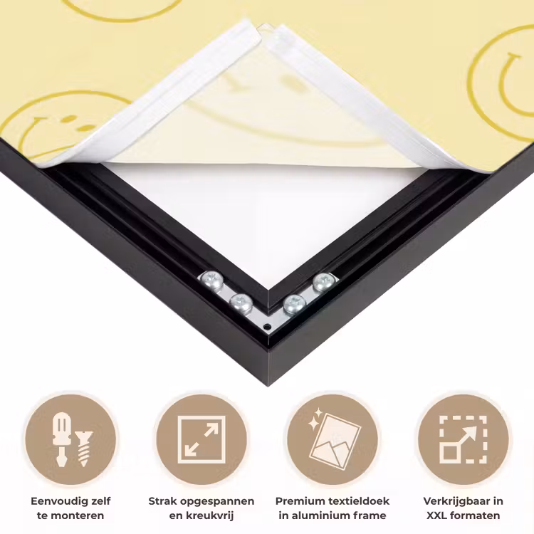 Smileys - Patroon - Retro - Zachtgeel Textielframe zwart klein 947 -USP_feed_closeupNL