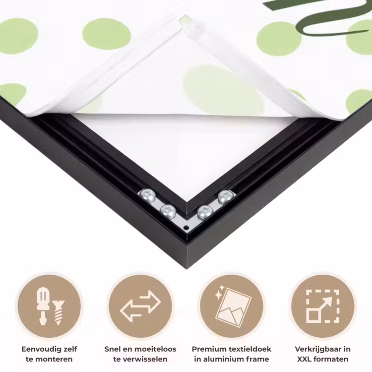 Snack Station - Groen - Stippen Textielframe zwart klein -USP_closeupNL