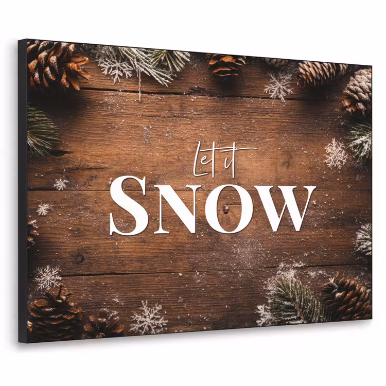 Sneeuw - Houtlook - Quote - Let it snow Textielframe - compleet frame klein -3d