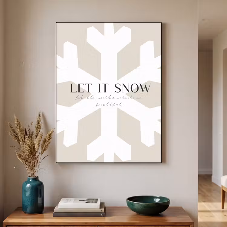 Sneeuw - Japandi - Winter - Decoratie Textielframe zwart klein -sfeer1