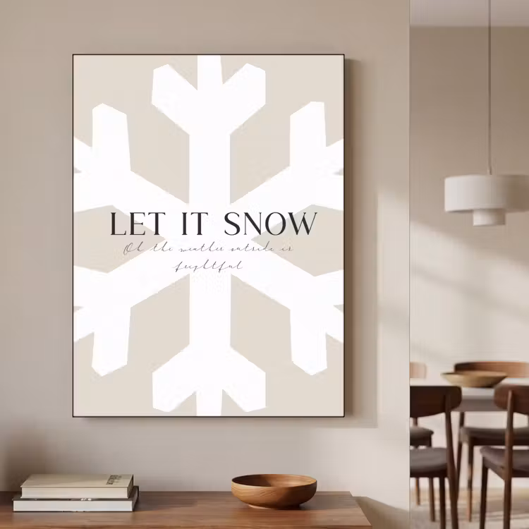 Sneeuw - Japandi - Winter - Decoratie Textielframe - compleet frame klein -sfeer2