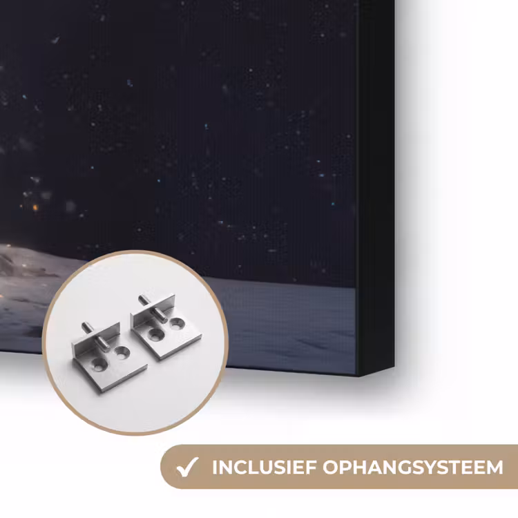 Sneeuwboom  - Lichtjes - Wit - Kleurrijk Textielframe zwart klein -USP_ophangsysteemNL