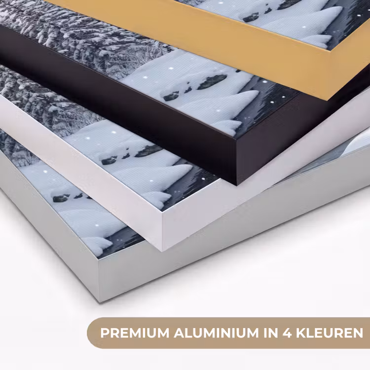 Sneeuwlandschap - Bergen - Rivier - Winter Textielframe zwart klein -USP_kleurenNL