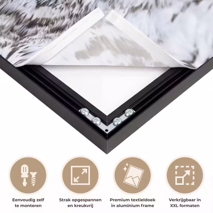 Sneeuwuil - Oog - Wildlife - Wit Textielframe zwart klein -USP_feed_closeupNL