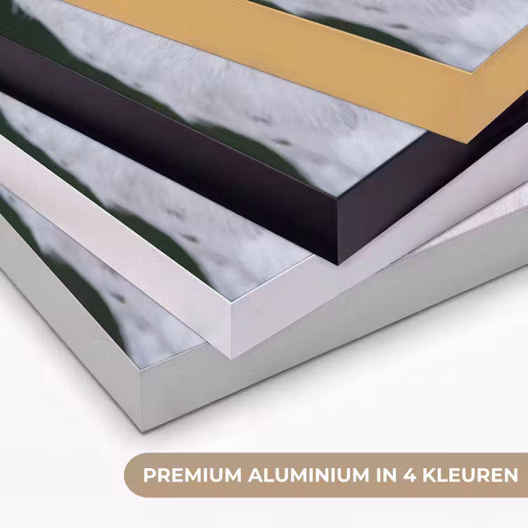 Sneeuwuil - Portret - Geel Textielframe zwart klein -USP_kleurenNL