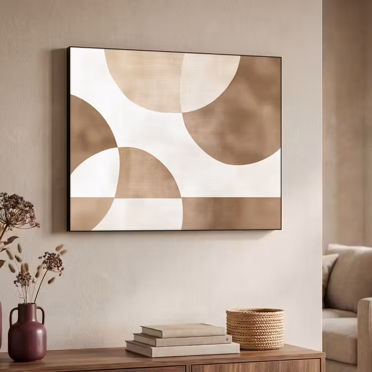 Snijdende cirkels - Overlappende vlakken Textielframe - compleet frame klein -sfeer3