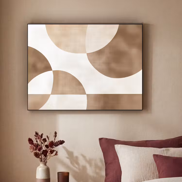 Snijdende cirkels - Overlappende vlakken Textielframe zwart klein -sfeer1