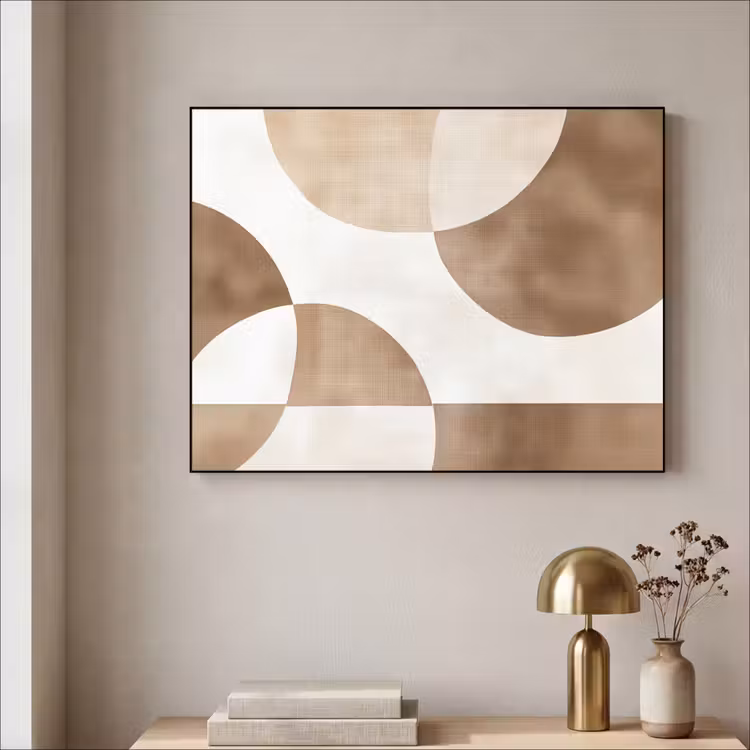 Snijdende cirkels - Overlappende vlakken Textielframe zwart klein -sfeer2