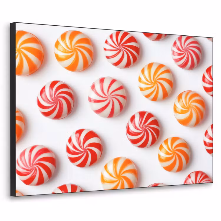 Snoep - Patroon - Rood - Oranje Textielframe zwart klein -3d