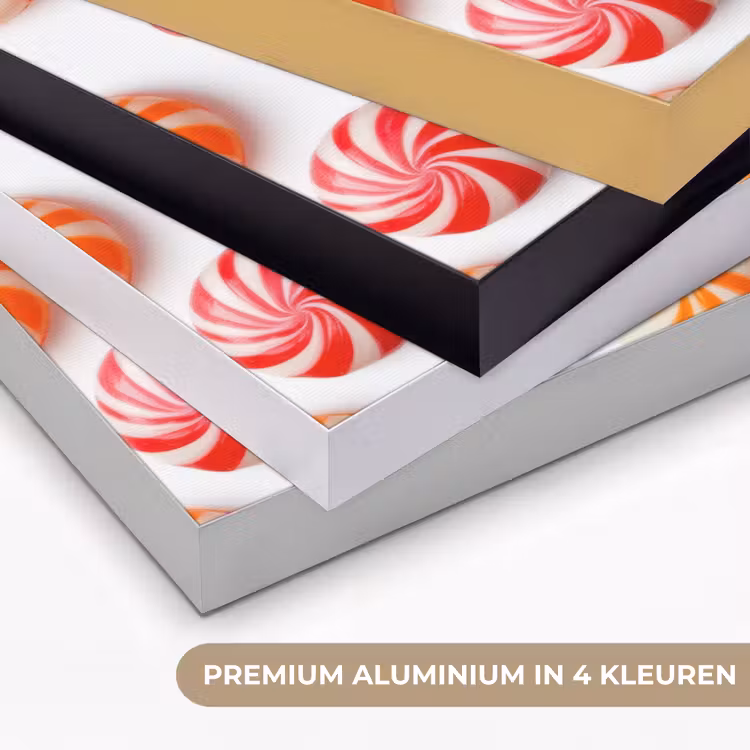 Snoep - Patroon - Rood - Oranje Textielframe zwart klein -USP_kleurenNL