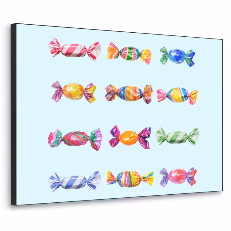 Snoepjes - Realistisch - Kleurrijk Textielframe - compleet frame klein -3d