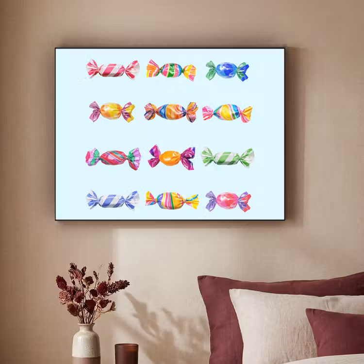Snoepjes - Realistisch - Kleurrijk Textielframe - compleet frame klein -sfeer1