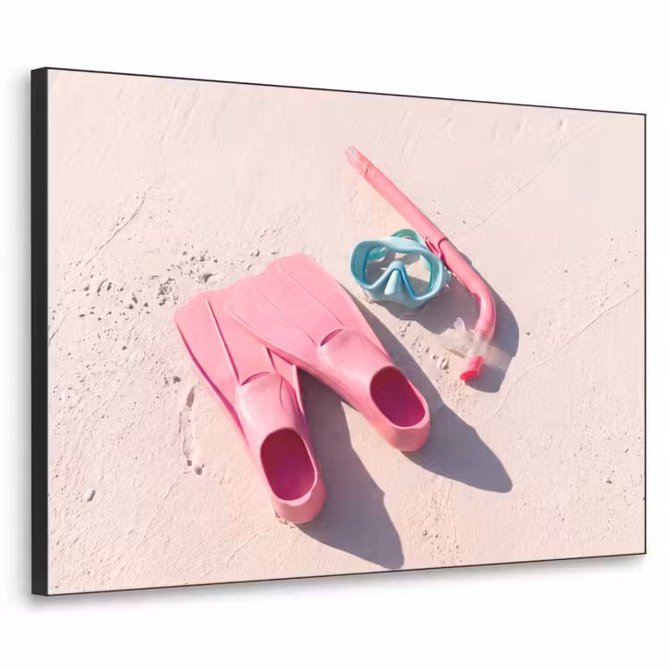 Snorkelset - Strand - Zomer - Roze Textielframe zwart klein -3d