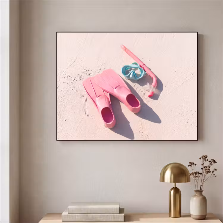 Snorkelset - Strand - Zomer - Roze Textielframe zwart klein -sfeer2