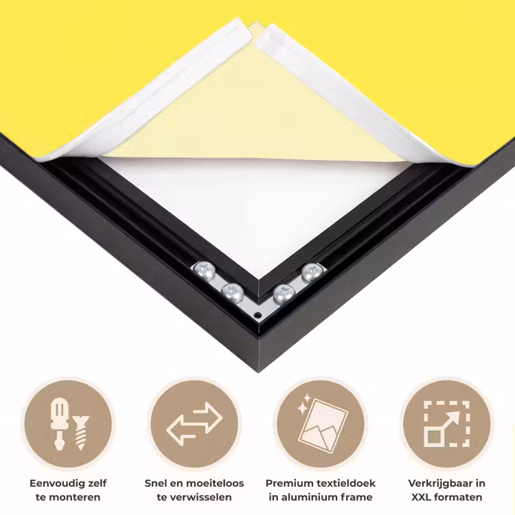 Soft - Custard - Geel Textielframe zwart klein 947 -USP_closeupNL