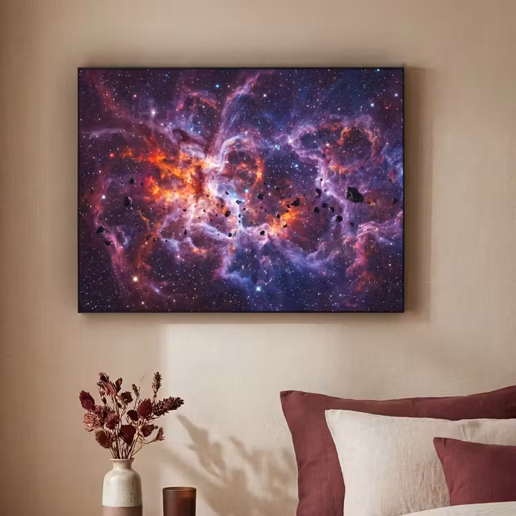 Space - Stars - Abstract - Colorful Textielframe zwart klein -sfeer1