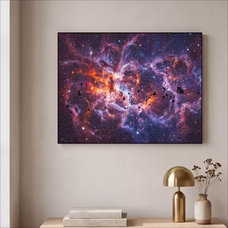 Space - Stars - Abstract - Colorful Textielframe zwart klein -sfeer2