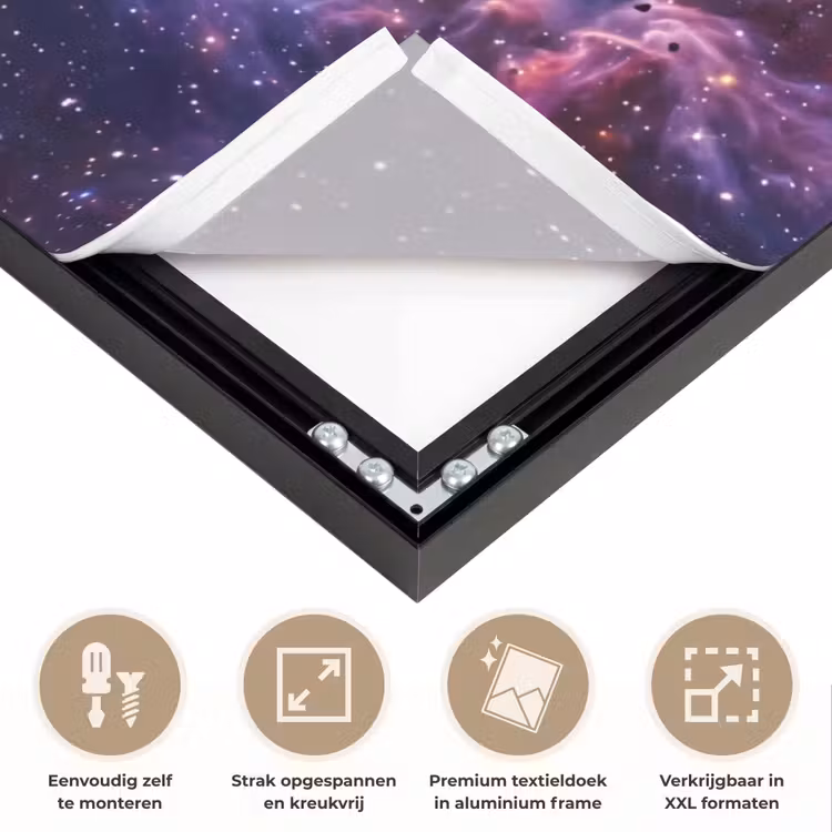 Space - Stars - Abstract - Colorful Textielframe zwart klein -USP_feed_closeupNL