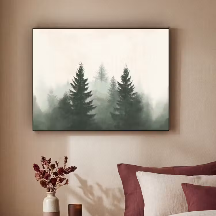 Sparren - Bomen - Groen - Beige Textielframe - compleet frame klein -sfeer1