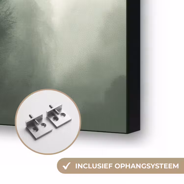 Sparren - Bomen - Groen - Beige Textielframe zwart klein -USP_ophangsysteemNL