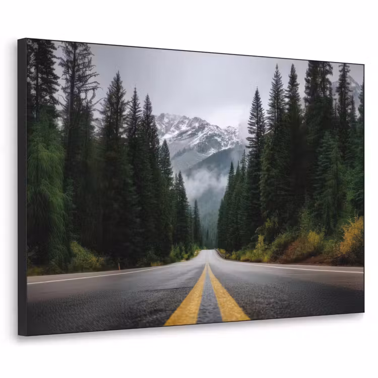 Sparrenbos - Weg - Bergen - Sneeuw Textielframe - compleet frame klein -3d
