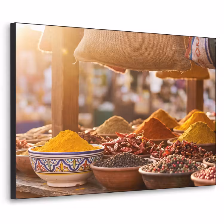 Art frame - Specerijen - Markt - Kleurrijk - Specerijen - Markt - Kleurrijk Textielframe zwart klein