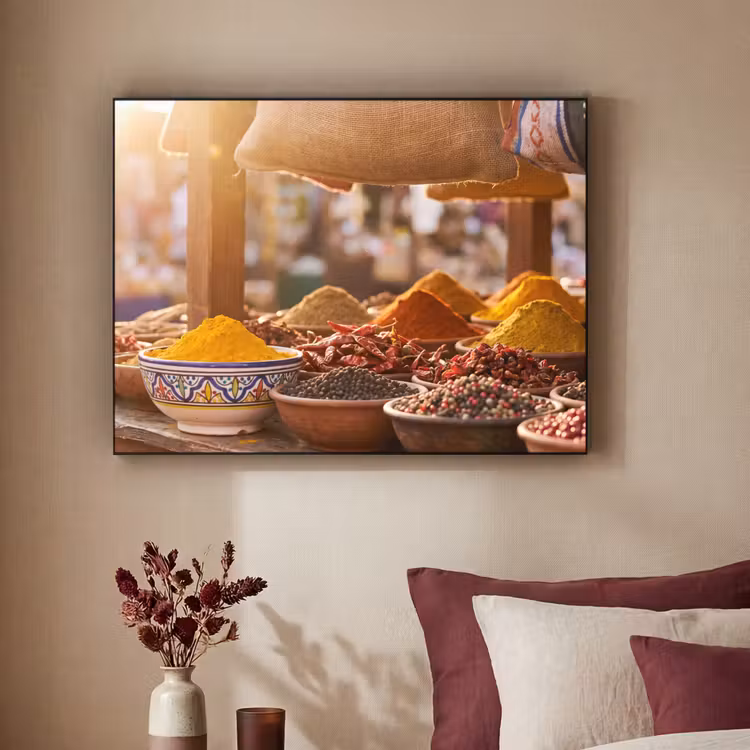 Art frame - Specerijen - Markt - Kleurrijk - Specerijen - Markt - Kleurrijk Textielframe zwart klein