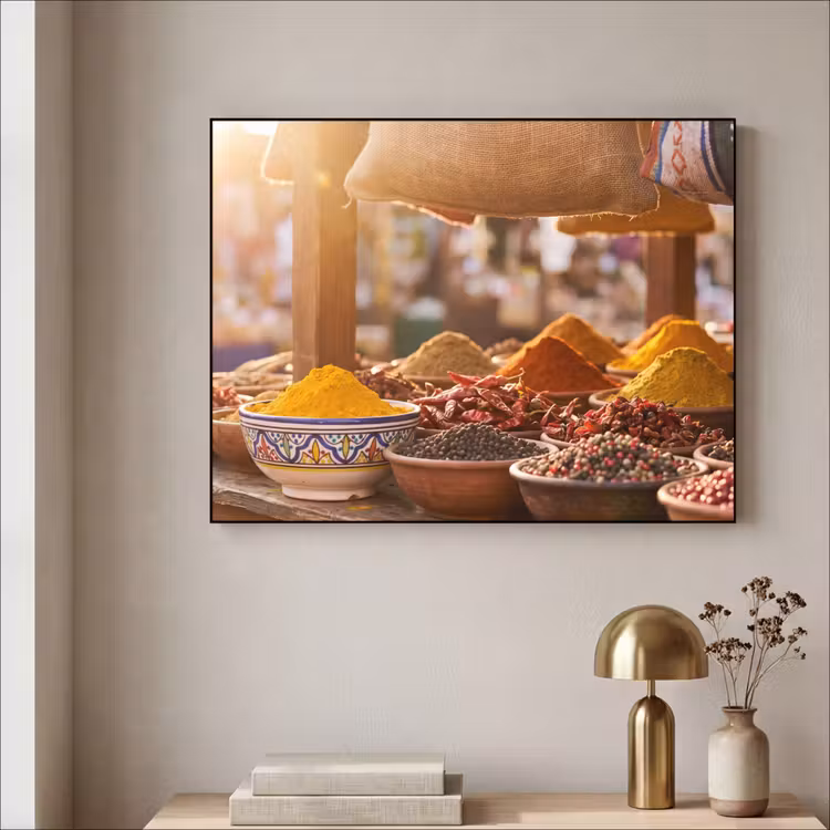 Art frame - Specerijen - Markt - Kleurrijk - Specerijen - Markt - Kleurrijk Textielframe zwart klein