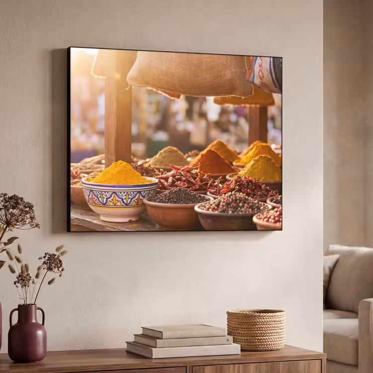 Art frame - Specerijen - Markt - Kleurrijk - Specerijen - Markt - Kleurrijk Textielframe zwart klein