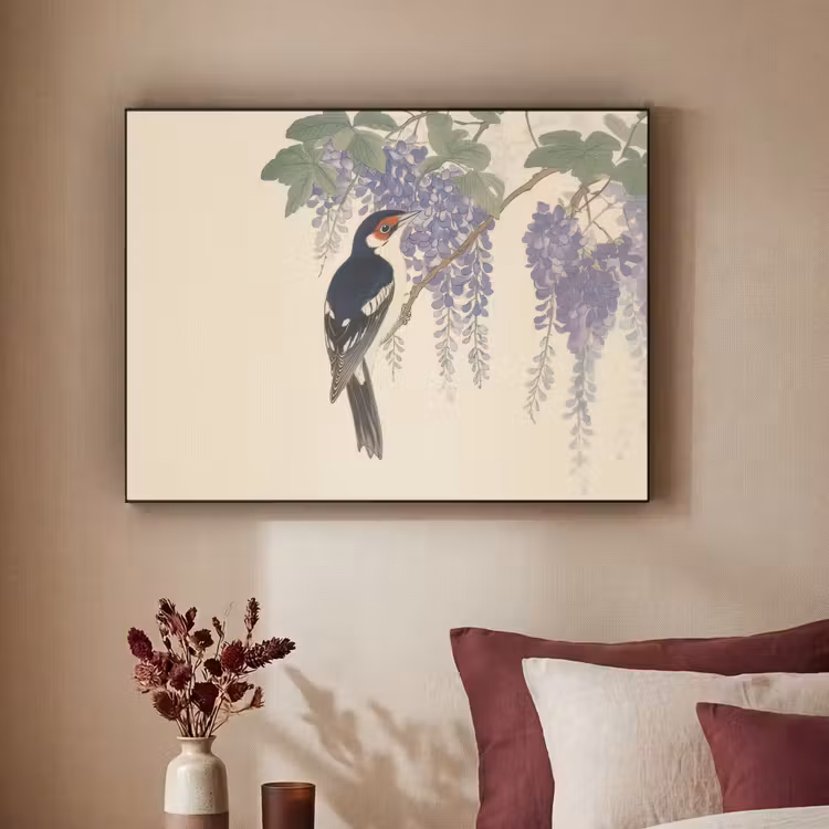 Specht - Bloemen - Paars Textielframe zwart klein -sfeer1