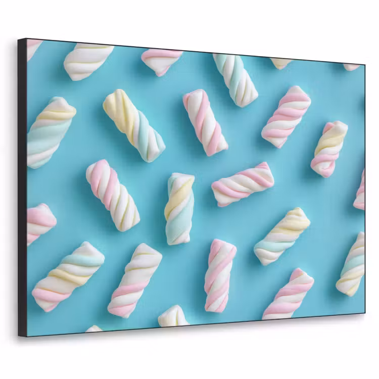 Spekjes - Pastel - Snoep - Blauw Textielframe zwart klein -3d