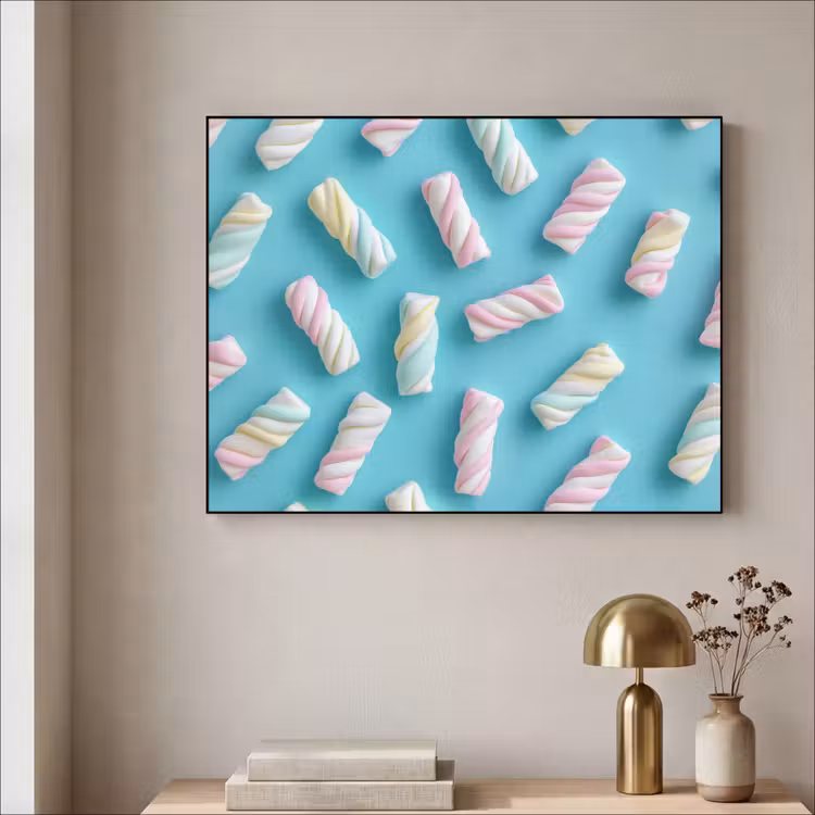 Spekjes - Pastel - Snoep - Blauw Textielframe - compleet frame klein -sfeer2