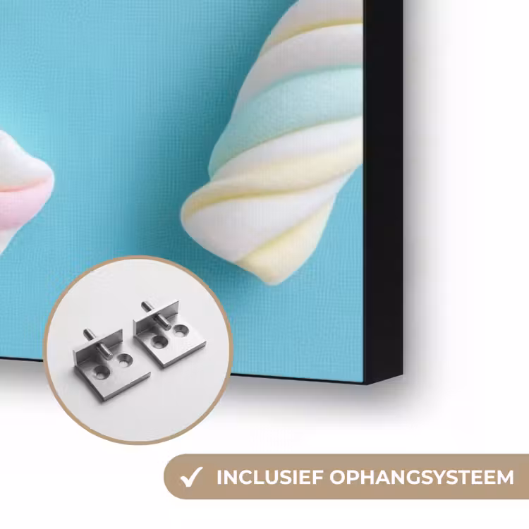 Spekjes - Pastel - Snoep - Blauw Textielframe zwart klein -USP_ophangsysteemNL