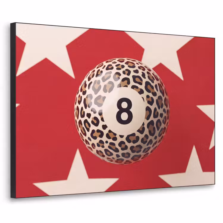 Spel - Dierenprint - Nummer 8 - Modern - Rood Textielframe zwart klein -3d