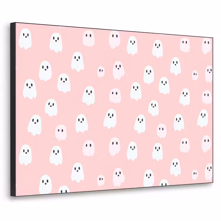 Spookjes - Patroon - Roze Textielframe zwart klein 947 -3d