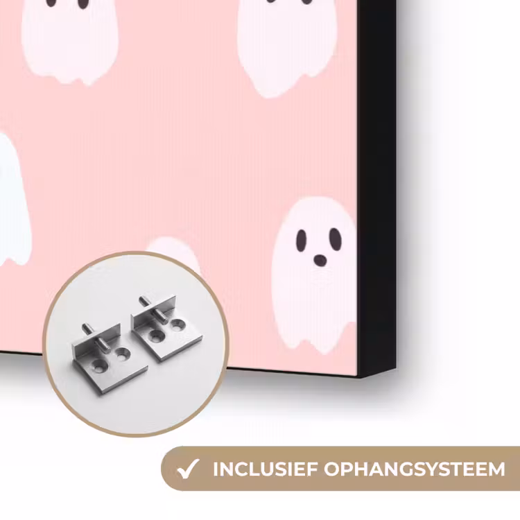 Spookjes - Patroon - Roze Textielframe zwart klein 947 -USP_ophangsysteemNL