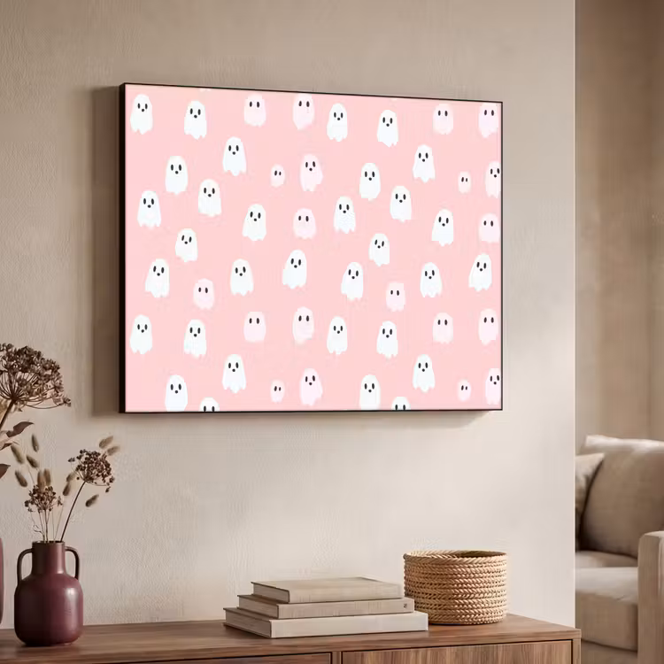 Spookjes - Patroon - Roze Textielframe zwart klein 947 -sfeer3