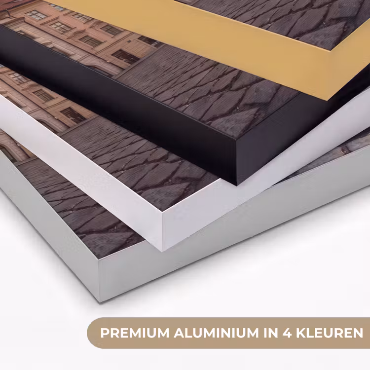 Stad - Praag - Ochtend - Architectuur - Goud Textielframe zwart klein -USP_kleurenNL