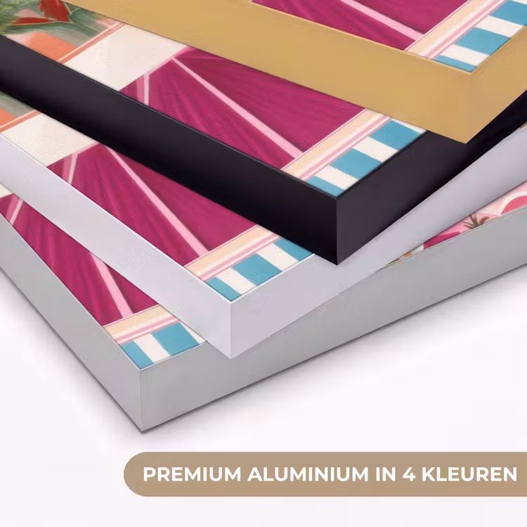 Stad - Roze - Palmbomen Textielframe zwart klein -USP_kleurenNL
