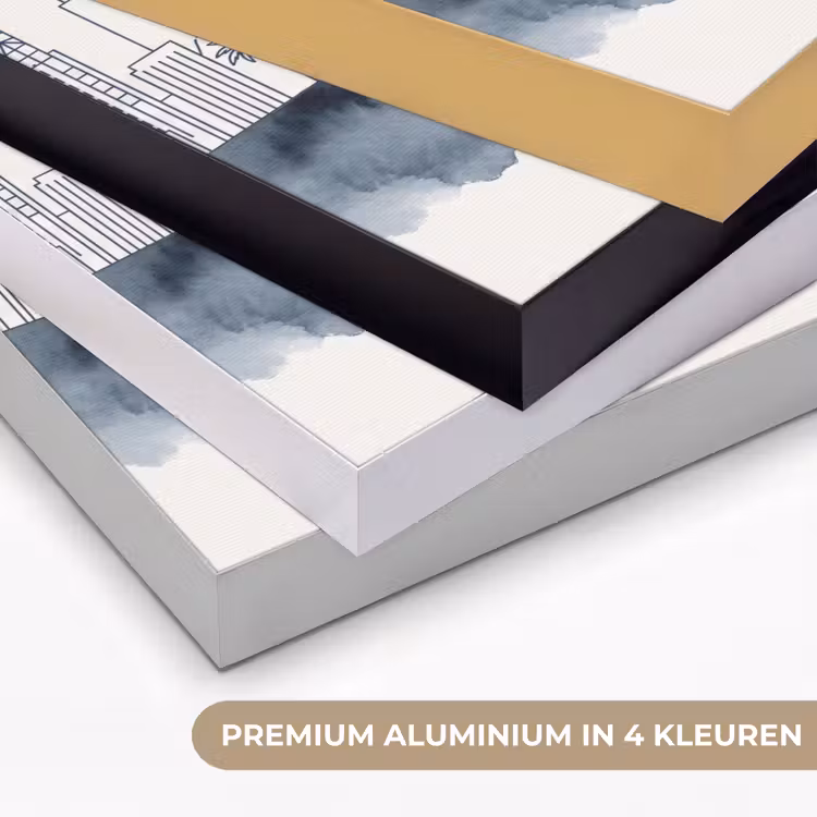 Stad - Skyline - Architectuur - Minimalistisch - Blauw Textielframe zwart klein -USP_kleurenNL
