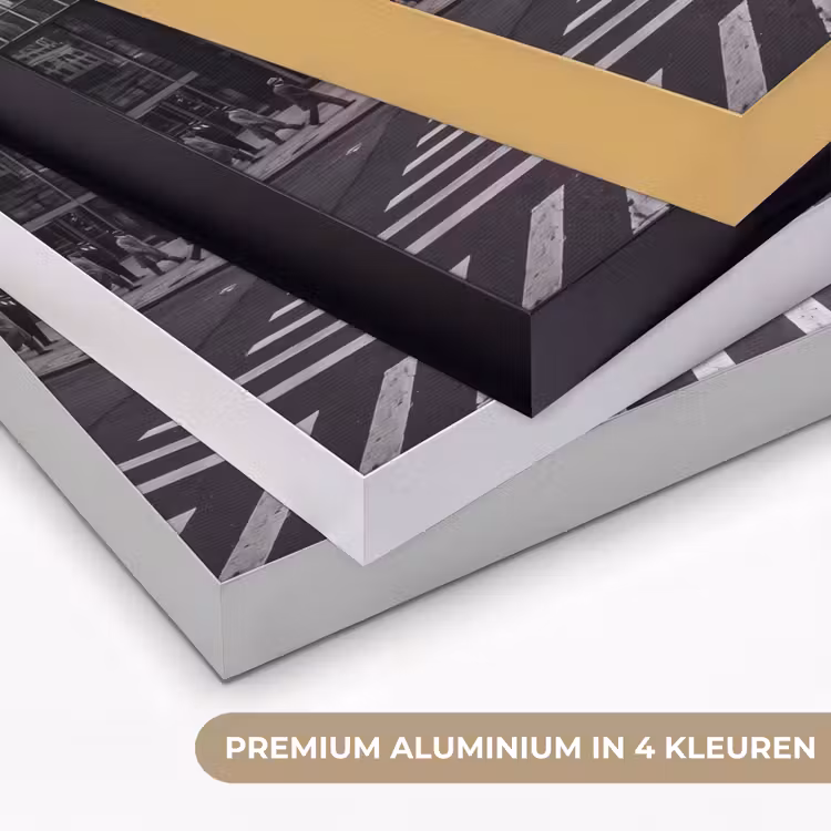 Stad - Straat - Gebouwen - Verkeer - Zwart-wit Textielframe zwart klein -USP_kleurenNL