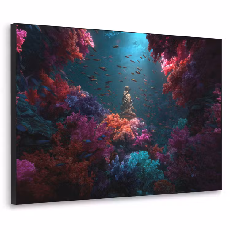 Standbeeld - Zeebodem - Koraal - Kleurrijk Textielframe - compleet frame klein -3d