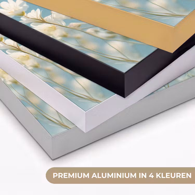 Stängel – Blumen – Luft – Weiß Textielframe zwart klein -USP_kleurenNL