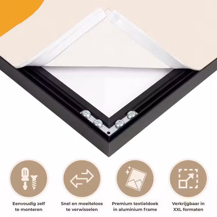 Stapel - Vormen - Geblokt - Oranje Textielframe zwart klein -USP_closeupNL
