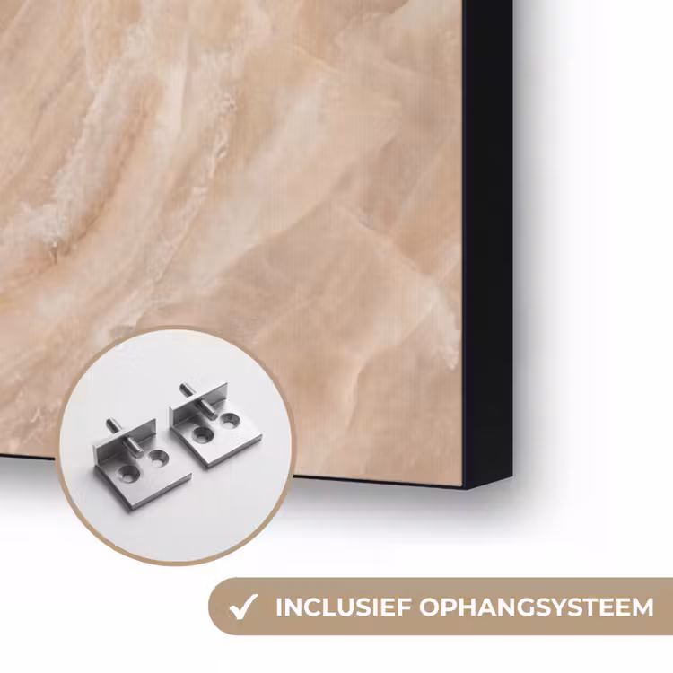 Steen - Ader - Natuur - Modern - Beige Textielframe zwart klein -USP_ophangsysteemNL