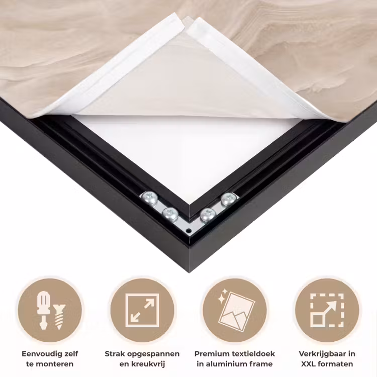 Steen - Golvend - Abstract - Beige Textielframe zwart klein -USP_feed_closeupNL
